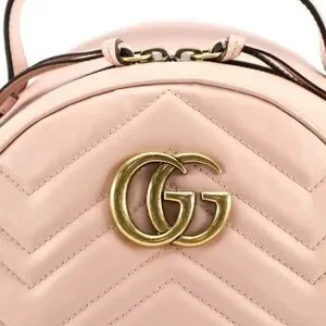 Gucci | Bags | Gucci Pink And Gold Chevron Quilted Backpack  display picture 2